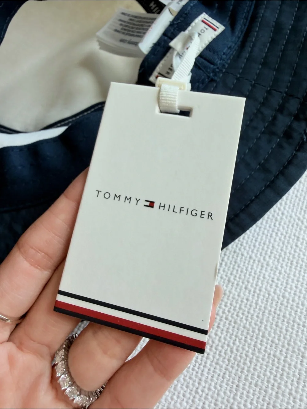 Tommy Hilfiger Kids Navy & Cream Sherpa Bucket Hat with Pocket